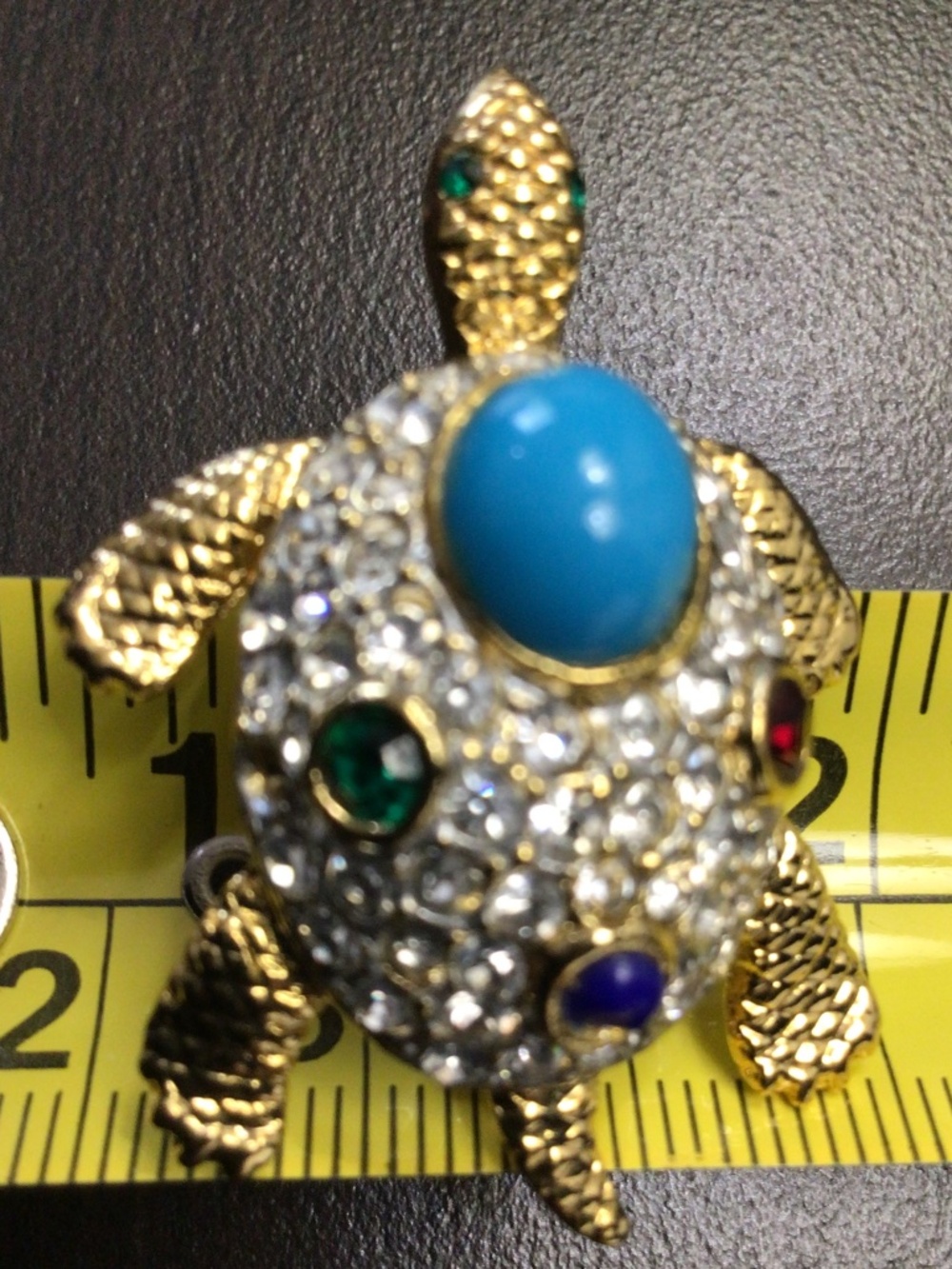 Vintage Sphinx “Jewels Of India” Turtle Brooch Pin With Multicolor Cabochons - Picture 12 of 13
